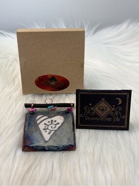 (114)Ceramic Heart Wall Accent in Blue and Pink